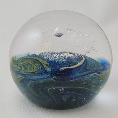 earth paperweight cremation ashes in glass